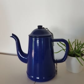 Vintage emaille kobaltblauwe koffiepot - Bluetiful