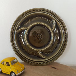 Vintage fonduebord - olijfgroen