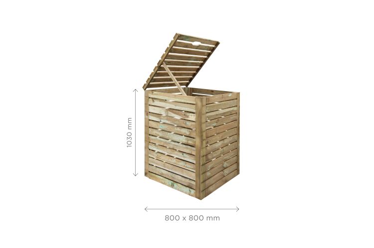 Compostbak in Geïmpregneerd Grenenhout – 800 x 800 x 1030 mm