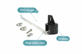Montageset bovenbuis Ø42 mm – RVS