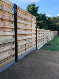 Complete afsluiting zwart gelakte paal en houten tuinscherm