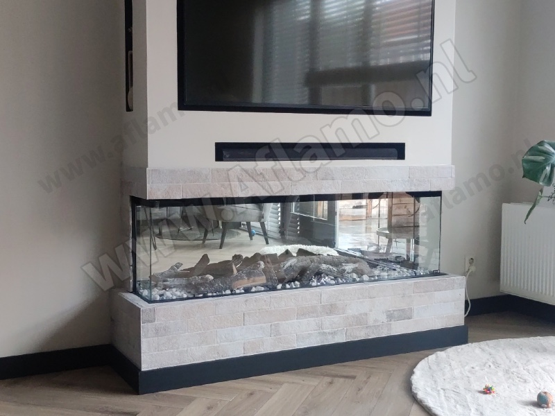 Driezijdige inbouwhaard 150cm - Aflamo Superb 60