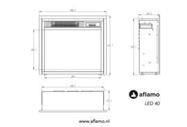 Elektrische inbouwhaard 49 x 43cm - Aflamo LED40