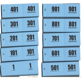 Nummerbloks (garderobe boekjes) 1-1000 overdoos