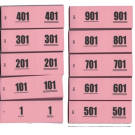 Nummerbloks (garderobe boekjes) 1-1000