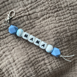 Sleutelhanger met naam | Blauw - Marmer