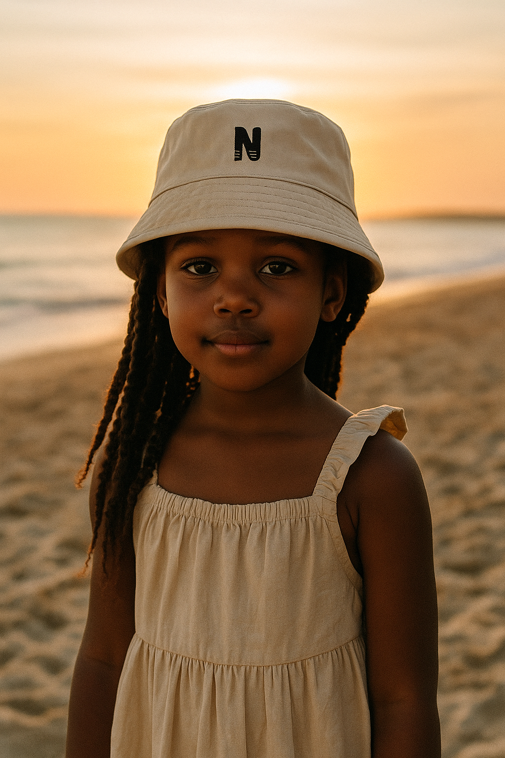 Bucket hat voor kinderen met letter.