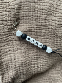 Sleutelhanger met naam | Wit spikkel - Zwart