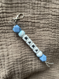 Sleutelhanger met naam | Blauw - Marmer