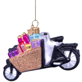Vondels kerst ornament bakfiets met cadeautjes