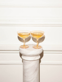 Vondels champagne coupe set ripple amber