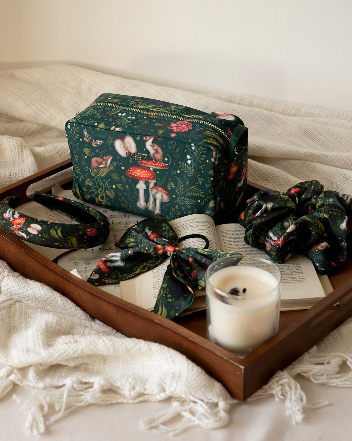 Fable England Into the Woods cosmetic travel pouch