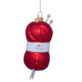 Vondels kerst ornament bol wol met breinaalden
