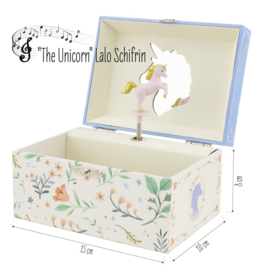 Muziekdoos eenhoorn bloemen blauw