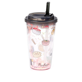 Dubbelwandige glitter drinkfles Pusheen sushi