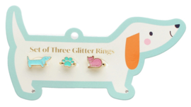 Rex London glitter ringen set huisdieren