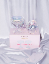 Vondels champagne coupe set ripple transparant