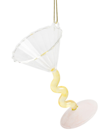 &Klevering kerst ornament champagne coupe curve geel roze