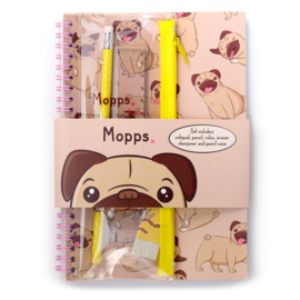 Mopshond 6-delige stationery set