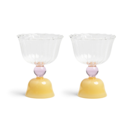 &Klevering glazen set tulip geel roze