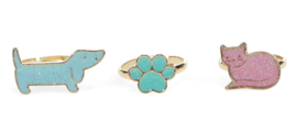 Rex London glitter ringen set huisdieren