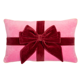 Vondels cushion velvet bow pink burgundy