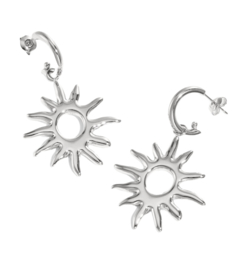 Funky sun oorbellen zilver
