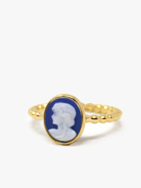 Vintouch Italy Ginevra mini cameo stacking ring blauw