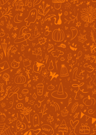Ansichtkaart autumn doodles pumpkin orange