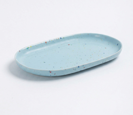 Egg back home party tray groot ovaal 30 cm blauw