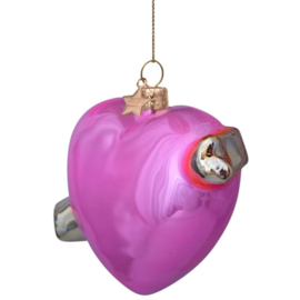 Vondels kerst ornament roze hart Love