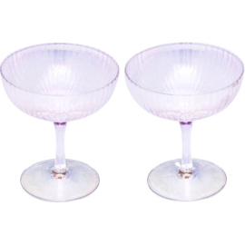 Vondels champagne coupe set ripple transparant