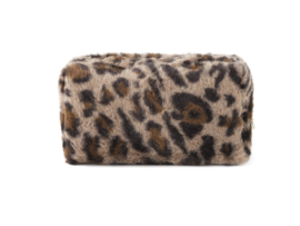 Fluffy taupe luipaard beauty & pencil case