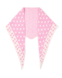 Driehoekig gebreid sjaaltje stippen roze wit