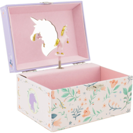Muziekdoos eenhoorn bloemen lila