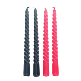 Rex London kaarsen set Twisted roze donkerblauw