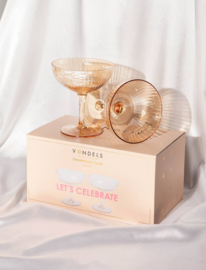 Vondels champagne coupe set ripple amber