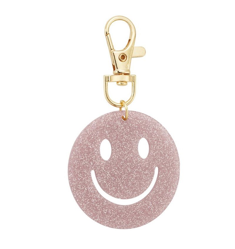 Smiley sleutelhanger oudroze