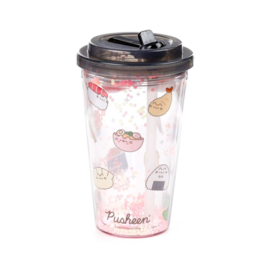 Dubbelwandige glitter drinkfles Pusheen sushi