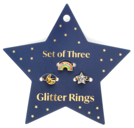 Rex London glitter ringen set heelal