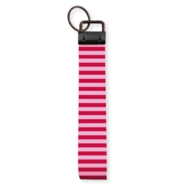 Sleutelhanger stof polsband stripes rood roze