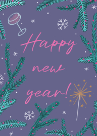 Ansichtkaart happy new year toast