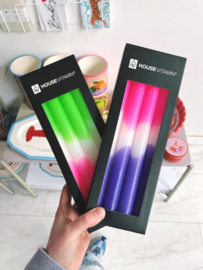 Housevitamin neon dipdye dinerkaarsen set roze paars
