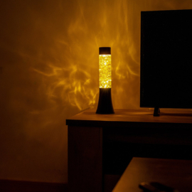 Glitter lava lamp zwart goud sterren