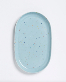 Egg back home party tray groot ovaal 30 cm blauw