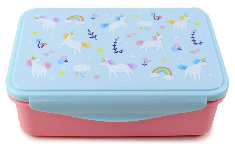 Lunchtrommel eenhoorn blauw roze