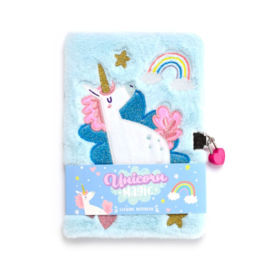 Dagboek met slot fluffy unicorn
