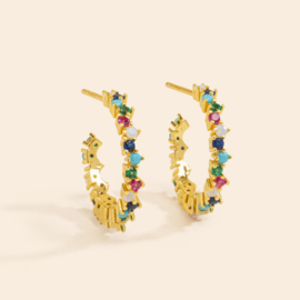 Rebelle Amsterdam classic rainbow zirconia hoops