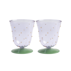 &Klevering glazen set dot groen paars