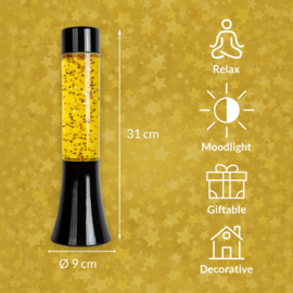 Glitter lava lamp zwart goud sterren